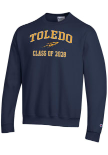 Champion Toledo Rockets Mens Navy Blue Primary Class of 2028 Powerblend Long Sleeve Crew Sweatshir..