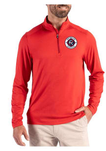 Cutter and Buck New England Revolution Mens Red Coastline Long Sleeve Qtr Zip Pullover