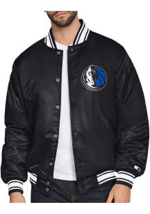 Starter Dallas Mavericks Mens Black Triangle Satin Varisty Medium Weight Jacket