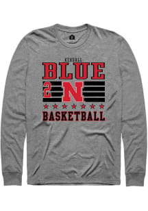 Kendall Blue Nebraska Cornhuskers Grey NIL Striped Long Sleeve Player T Shirt