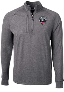 Cutter and Buck DC United Mens Black Adapt Eco Long Sleeve Qtr Zip Pullover