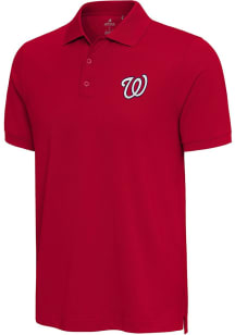 Antigua Washington Nationals Mens Red Nobel Short Sleeve Polo