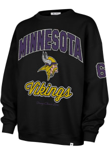 47 Minnesota Vikings Womens Black Stoney Clover Glitter Oversized Crew Sweatshirt