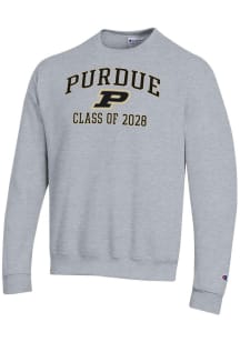 Champion Purdue Boilermakers Mens Grey Font Class of 2028 Powerblend Long Sleeve Crew Sweatshirt