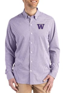 Cutter and Buck Washington Huskies Mens Purple Skyline Long Sleeve Dress Shirt
