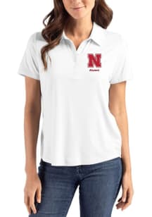 Cutter and Buck Nebraska Cornhuskers Womens White Alumni Coastline Eco Short Sleeve Polo Shirt