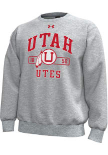 Under Armour Utah Utes Mens Black Icon Fleece Long Sleeve Crew Sweatshirt