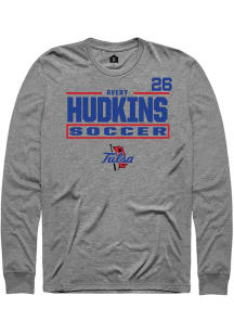 Avery Hudkins Tulsa Golden Hurricane Graphite NIL Stacked Box Long Sleeve Player T Shirt