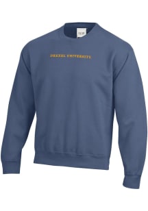 Drexel Dragons Mens Blue Embroidered Long Sleeve Crew Sweatshirt