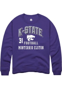 Monterrio Elston K-State Wildcats Mens Purple Football NIL Arch Logo Player Crew