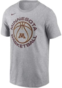 Nike Minnesota Golden Gophers Grey BASKETBALL Short Sleeve T Shirt