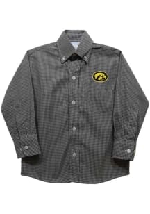 Vive La Fete Iowa Hawkeyes Baby Black Gingham Long Sleeve Polo
