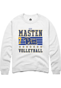 Izzy Masten Pitt Panthers Mens White NIL Striped Player Crew