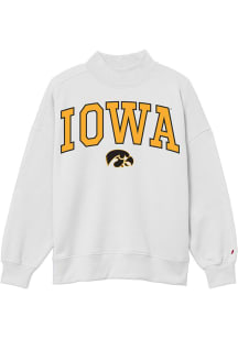 Iowa Hawkeyes Womens White Diana Mock Neck Crew Sweatshirt