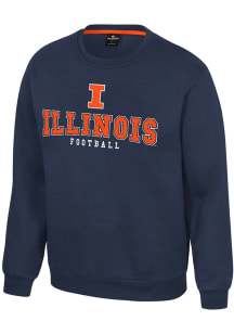 Colosseum Illinois Fighting Illini Mens Navy Blue Yes Chef Football Long Sleeve Crew Sweatshirt