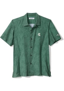Tommy Bahama Michigan State Spartans Mens Green Saltwater Fronds Short Sleeve Dress Shirt