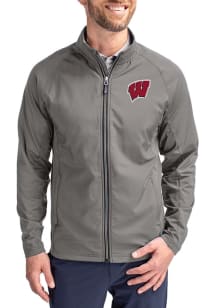 Cutter and Buck Wisconsin Badgers Mens Graphite Adapt Eco Medium Weight Jacket