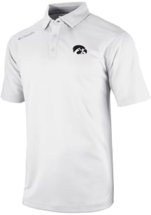 Columbia Iowa Hawkeyes Mens White Heat Seal Omni Wick Shotgun Short Sleeve Polo