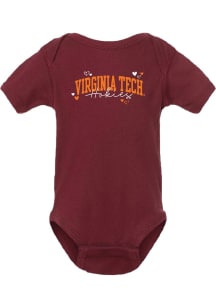 Summit Sportswear Virginia Tech Hokies Baby Maroon Heart Graphic Short Sleeve One Piece