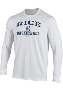Under Armour Rice Owls White Basketball Performance Long Sleeve T Shirt