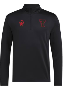 Adidas Texas Tech Red Raiders Mens Black Lets Ride Strategy Long Sleeve Qtr Zip Pullover