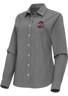 Antigua Ohio State Buckeyes Womens Porter Long Sleeve Black Dress Shirt