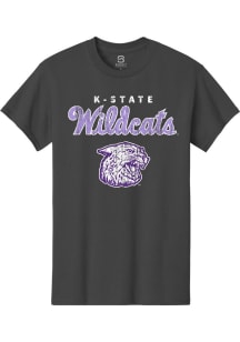 Summit Sportswear K-State Wildcats Anthracite Script Mascot Short Sleeve T Shirt