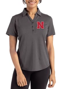 Cutter and Buck Nebraska Cornhuskers Womens Black Forge Eco Polo Short Sleeve Polo Shirt