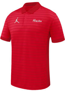 Nike Houston Cougars Mens Red Victory Stripe Short Sleeve Polo