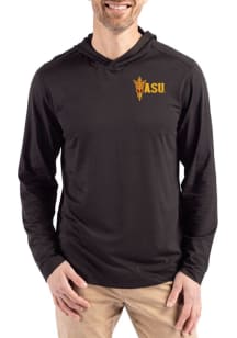Cutter and Buck Arizona State Sun Devils Mens Black Coastline Eco Long Sleeve Lightweight Hoodie