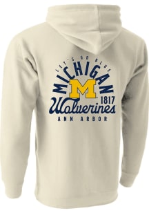 Michigan Wolverines Mens Oatmeal Mascot Overlay Long Sleeve Hoodie