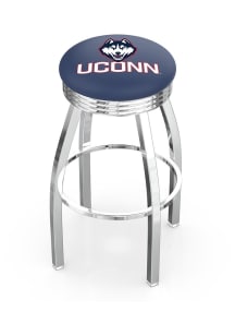 UConn Huskies 3 Ring Chrome Seat Pub Stool - Silver