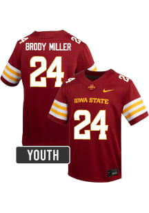 Sir Brody Miller Iowa State Cyclones Youth Cardinal Red Nike NIL Name And Number Football Jersey