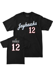Dominic Voegele Kansas Jayhawks Black NIL Script Short Sleeve Player T Shirt