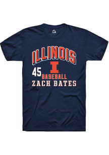 Zach Bates Illinois Fighting Illini Navy Blue NIL Arch Logo Short Sleeve Player T Shirt