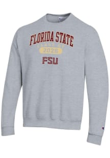 Champion Florida State Seminoles Mens Grey Class of 2026 Powerblend Long Sleeve Crew Sweatshirt