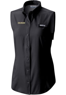 Columbia Colorado Buffaloes Womens Black Heat Seal Omni Wick Tamiami Polo Shirt