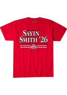 Jeremiah Smith Ohio State Buckeyes Scarlet Red Julian Sayin-Jeremiah Smith '26 Short Sleeve Fashio..