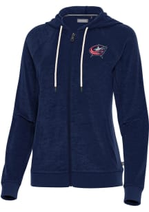 Antigua Columbus Blue Jackets Womens Navy Blue Favorite Long Sleeve Full Zip Jacket