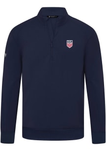 Levelwear USMNT Mens Navy Blue Upright Insignia Long Sleeve Qtr Zip Pullover