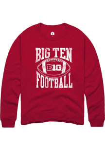 Rally Big Ten Mens Cardinal Football Arch Long Sleeve Crew Sweatshirt