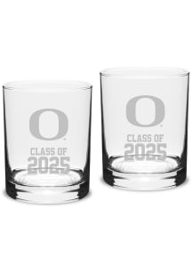 Oregon Ducks Class of 2025 Set of 2 Rock Glass - White