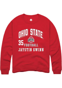 Jaystin Gwinn Ohio State Buckeyes Mens Red Football NIL Arch Logo Player Crew