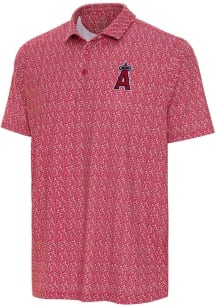 Antigua Los Angeles Angels Mens Red Botanic Short Sleeve Polo