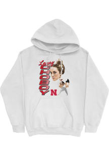 Laney Choboy Nebraska Cornhuskers Mens White Elevated Caricature Hoodie Player Hood