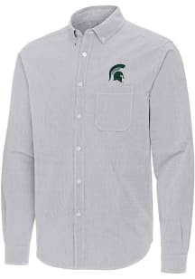 Antigua Michigan State Spartans Mens Ash Porter Long Sleeve Dress Shirt