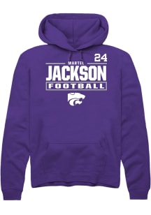 Martel Jackson K-State Wildcats Mens Purple Football NIL Stacked Box Player Hood