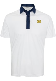 Michigan Wolverines Mens White Semi Spread Short Sleeve Polo