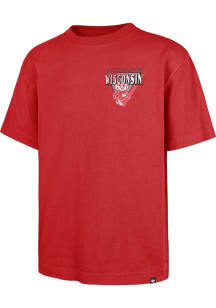 47 Wisconsin Badgers Red Under Bar Football Foundation Short Sleeve Fashion T Shirt