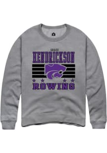 Grace Hendrickson K-State Wildcats Mens Grey NIL Striped Player Crew